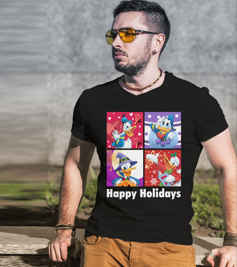 Happy Holidays Donald Duck Seasonal Cheer T-Shirt