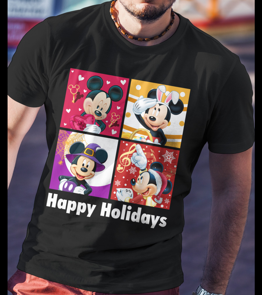 Happy Holidays Mickey Mouse Seasonal Quartet T-Shirt