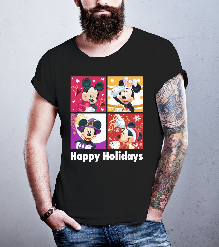 Happy Holidays Mickey Mouse Seasonal Quartet T-Shirt