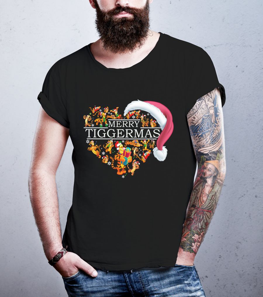 Merry Tiggermas Santa Hat And Tigger T-Shirt