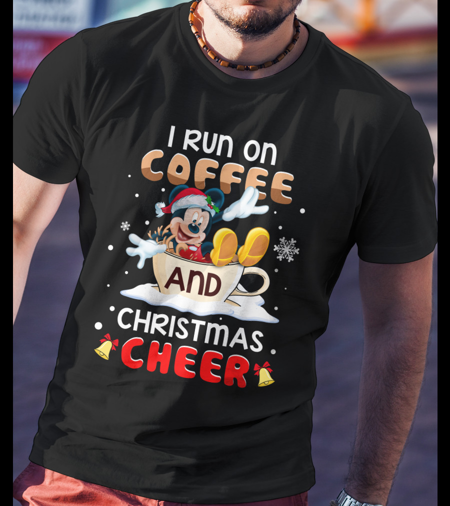 I Run On Coffee And Christmas Cheer Mickey T-Shirt