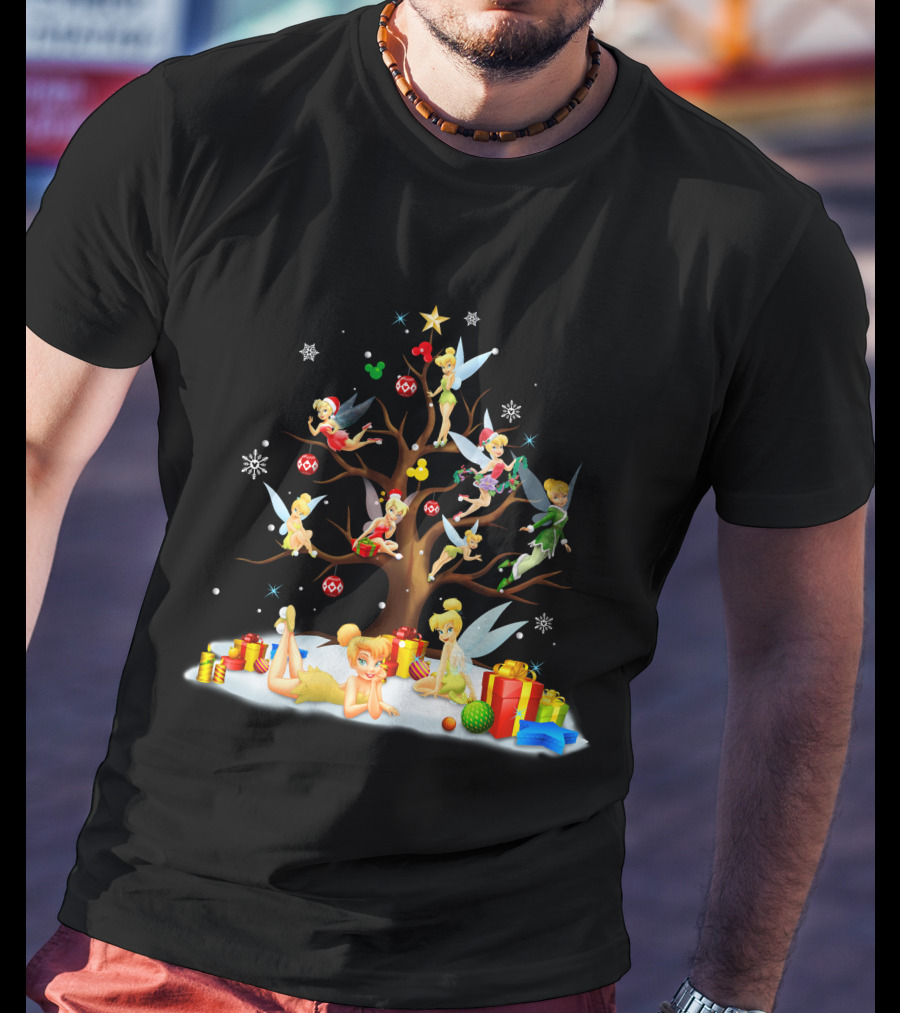 Tinkerbell Christmas Tree Fairies And Gifts T-Shirt