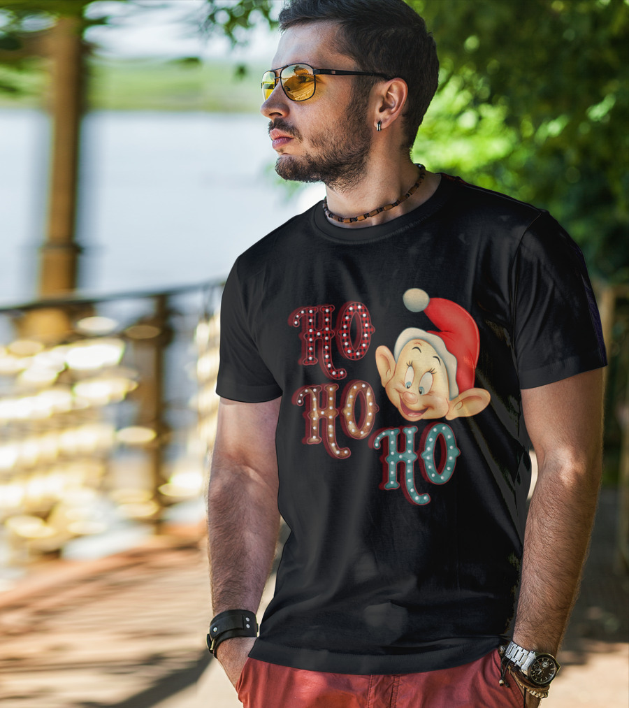 Ho Ho Ho Dopey Santa Hat Christmas Theme T-Shirt