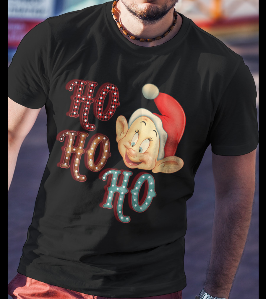 Ho Ho Ho Dopey Santa Hat Christmas Theme T-Shirt