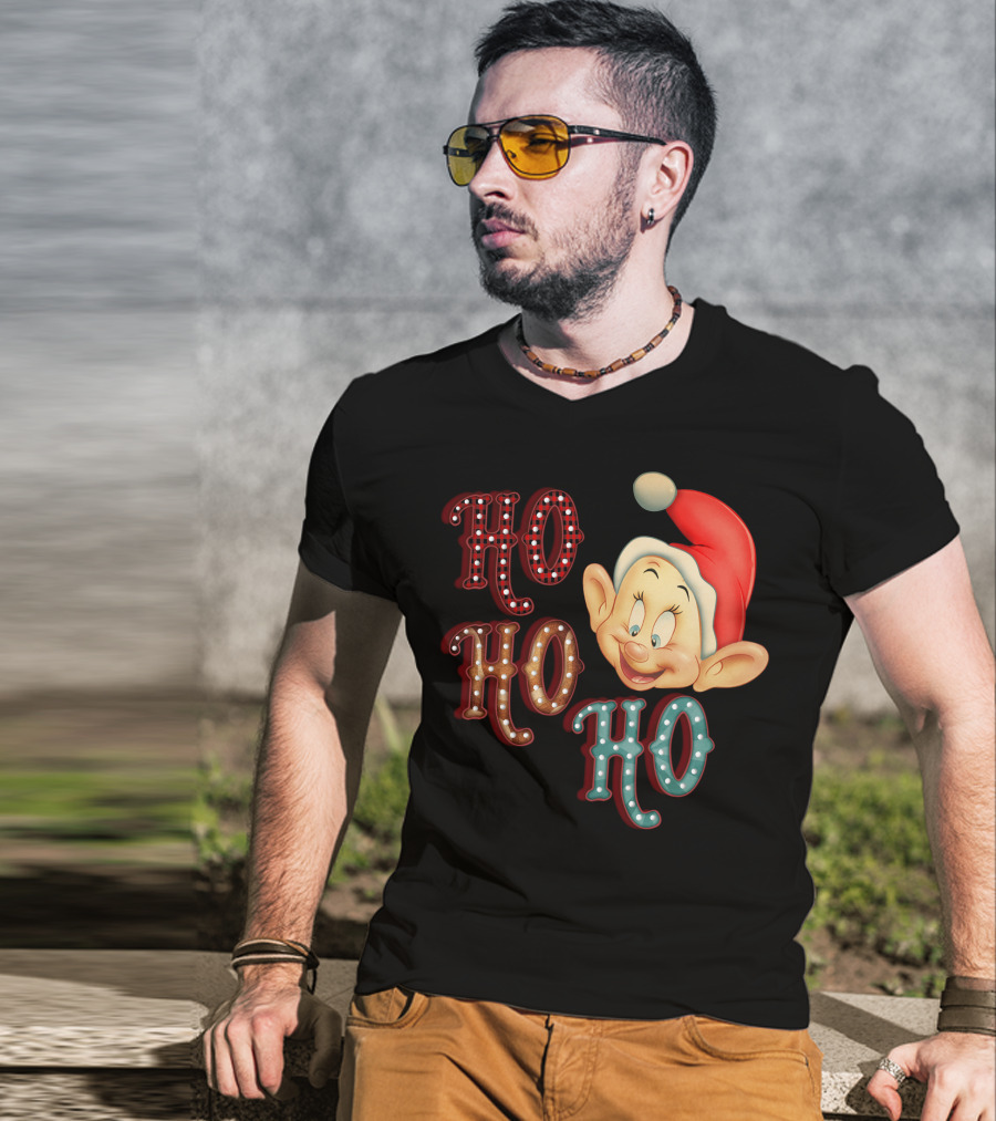 Ho Ho Ho Dopey Santa Hat Christmas Theme T-Shirt