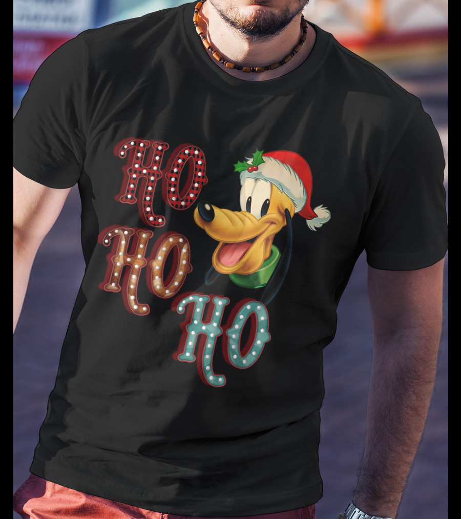 Ho Ho Ho Pluto Christmas Santa Hat T-Shirt