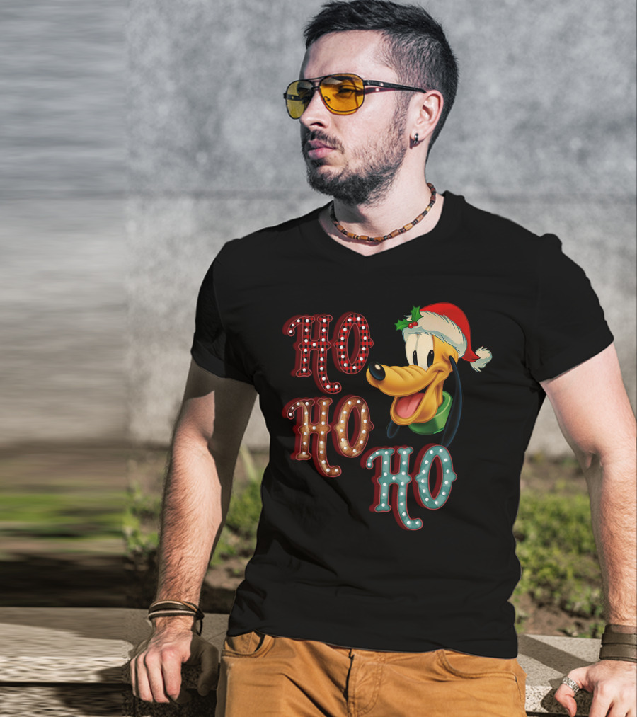 Ho Ho Ho Pluto Christmas Santa Hat T-Shirt
