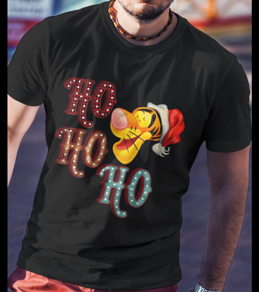 Ho Ho Ho Tigger Christmas Santa Hat T-Shirt