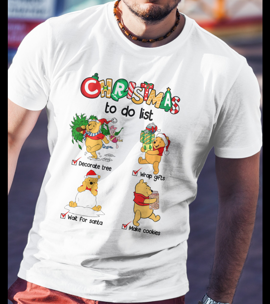 Christmas To Do List Decorate Tree Wrap Gifts Wait For Santa Make Cookies T-Shirt