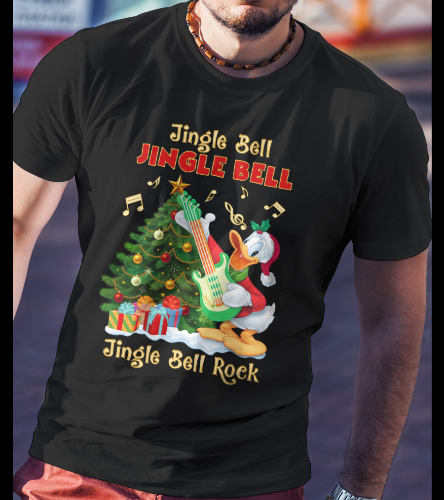 Jingle Bell Jingle Bell Jingle Bell Rock Donald Christmas Tree Guitar T-Shirt
