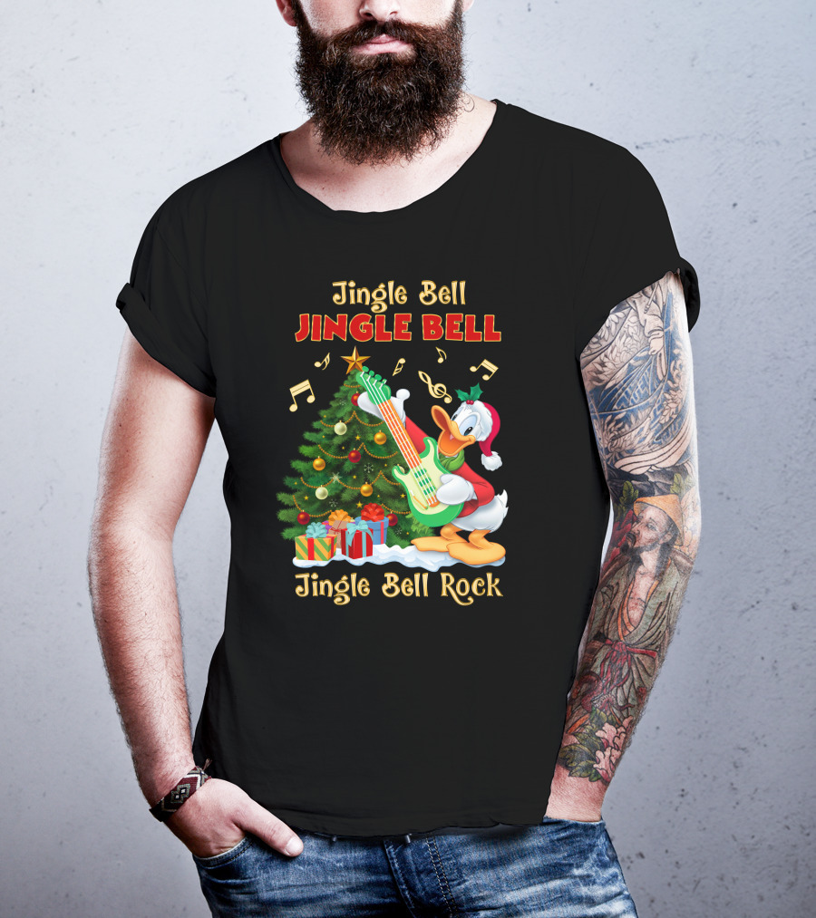 Jingle Bell Jingle Bell Jingle Bell Rock Donald Christmas Tree Guitar T-Shirt