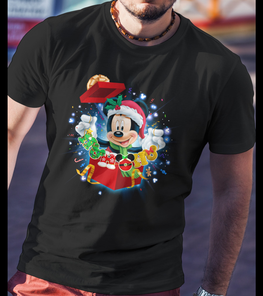 Mickey Mouse Christmas Holiday Surprise Present T-Shirt