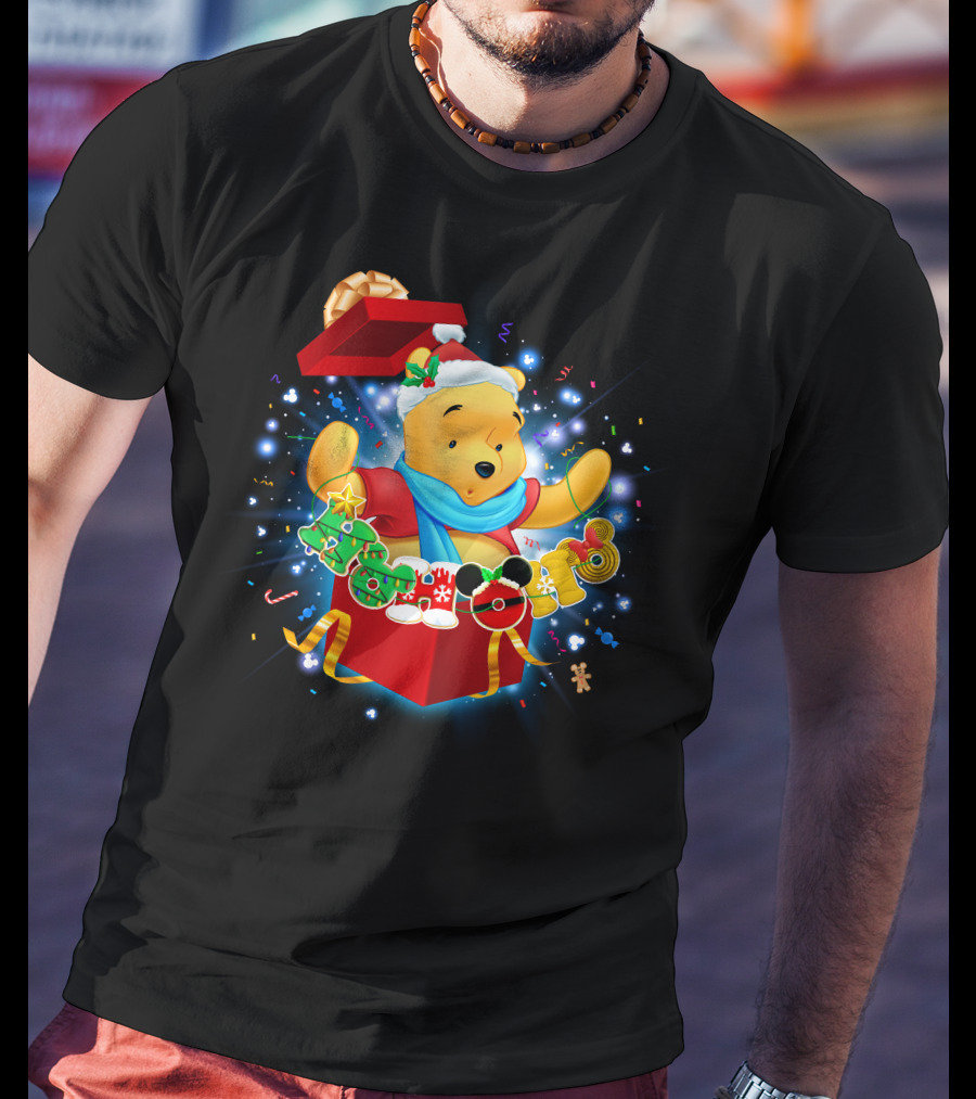 Winnie The Pooh Christmas Gift Box Holiday Cheer T-Shirt