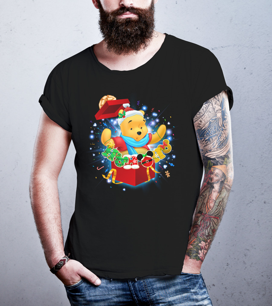 Winnie The Pooh Christmas Gift Box Holiday Cheer T-Shirt