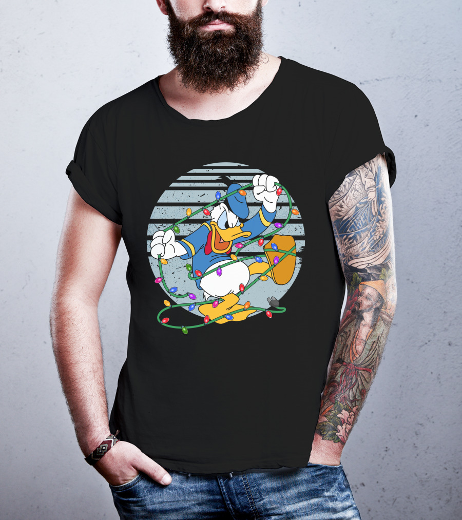 Donald Duck Wrapped In Christmas Lights T-Shirt