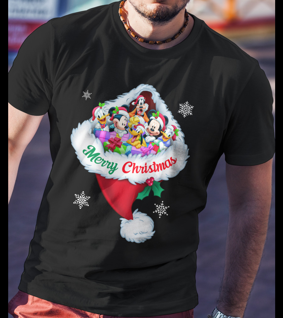 Mickey & Friends Merry Christmas Santa Hat T-Shirt