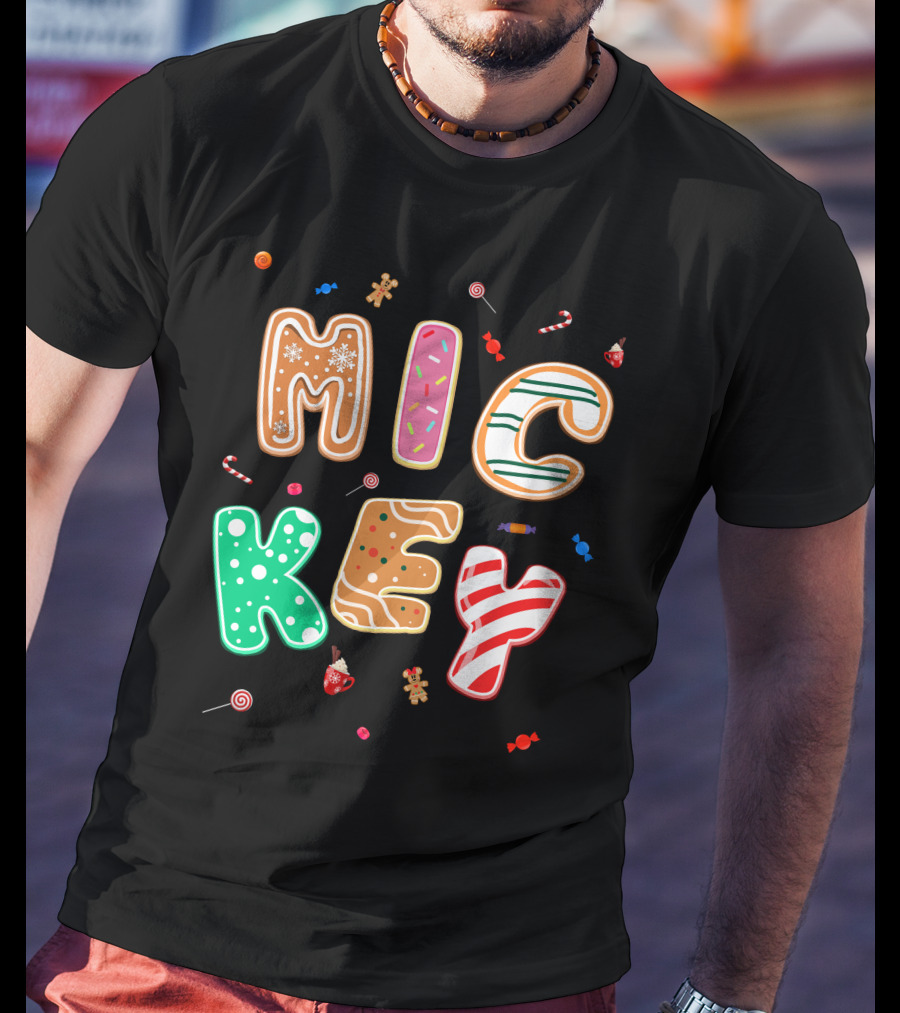 Mickey Gingerbread Candy Cane Christmas Cookie Theme T-Shirt