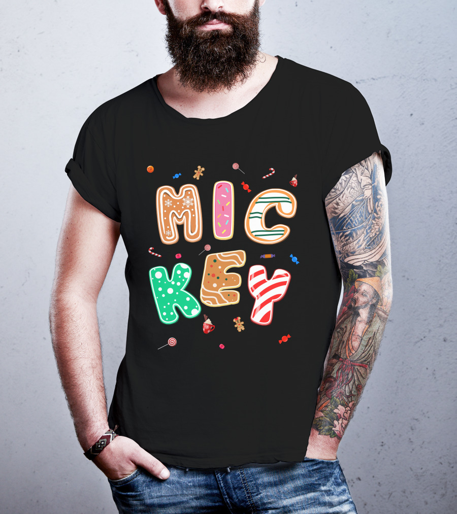 Mickey Gingerbread Candy Cane Christmas Cookie Theme T-Shirt