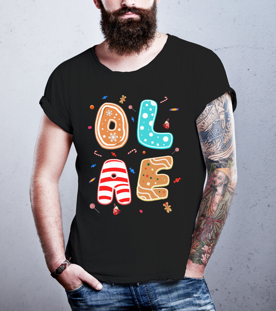Olaf Gingerbread Candy Christmas Letters T-Shirt