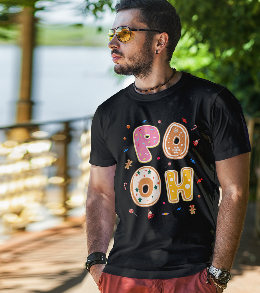 Pooh Christmas Gingerbread Candy Cane Cookies T-Shirt
