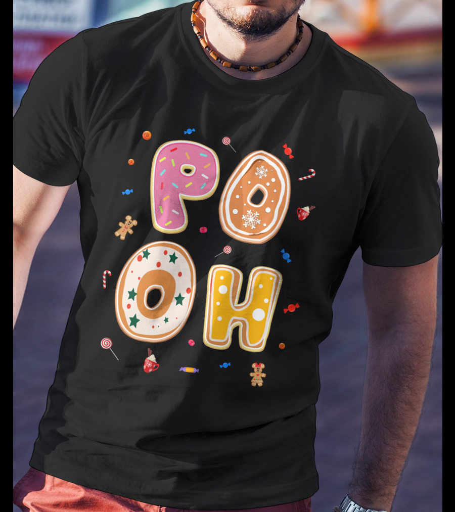 Pooh Christmas Gingerbread Candy Cane Cookies T-Shirt