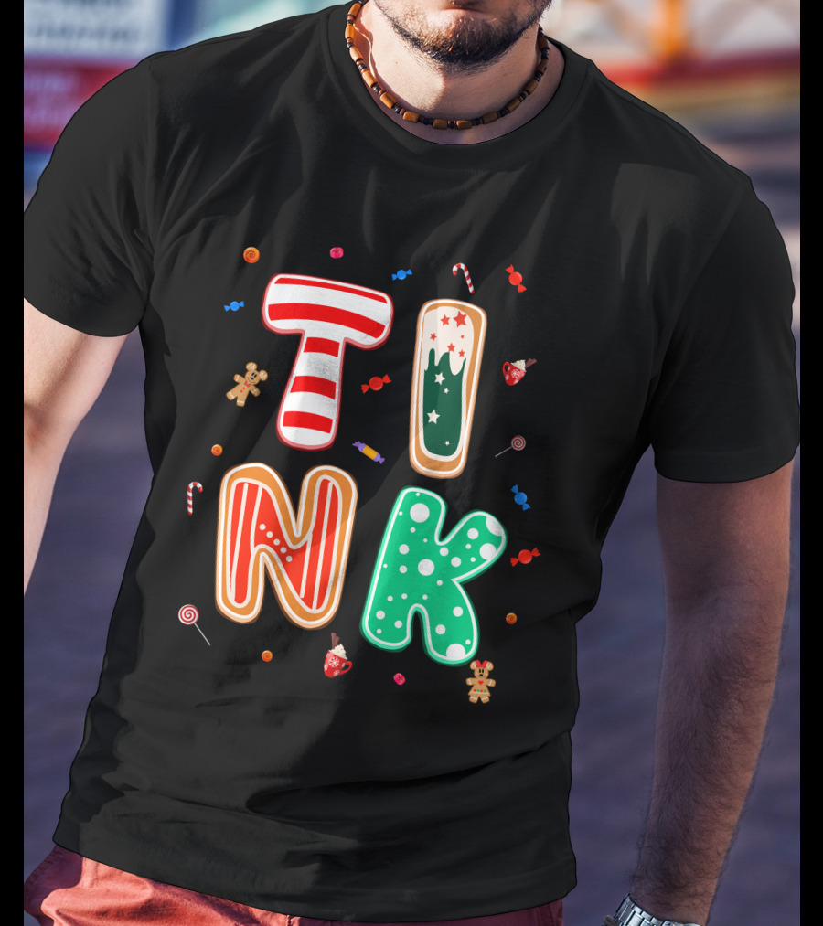 Tink Christmas Candy Gingerbread Holiday Letters T-Shirt