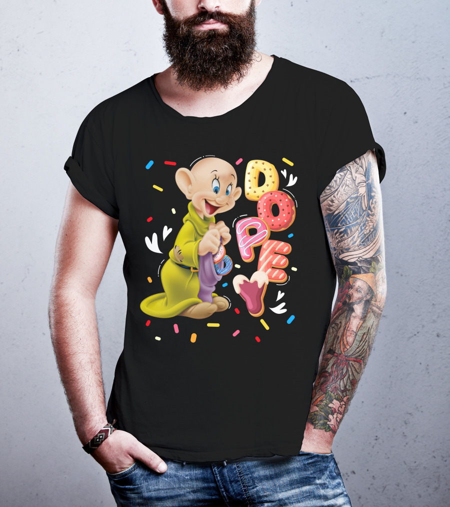 Dopey Disney Character With Colorful Donut Sprinkle Letters T-Shirt