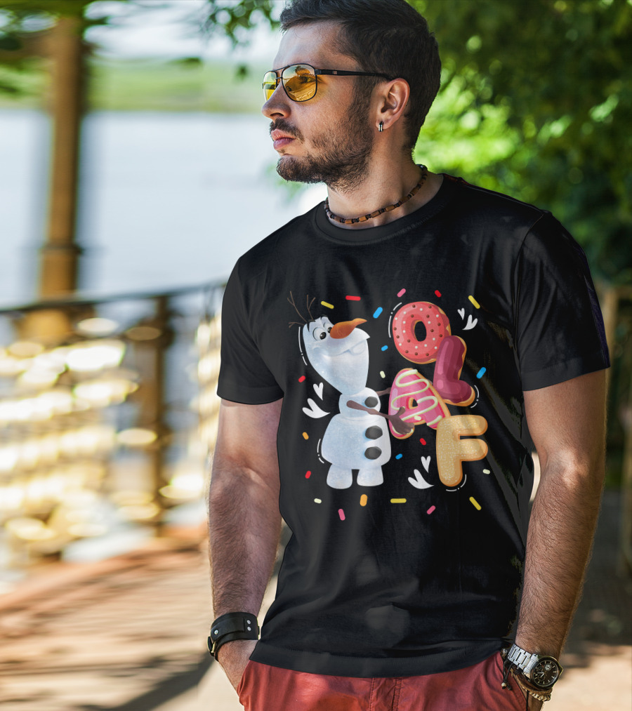 Olaf Doughnut Letters With Colorful Sprinkles Snowman T-Shirt