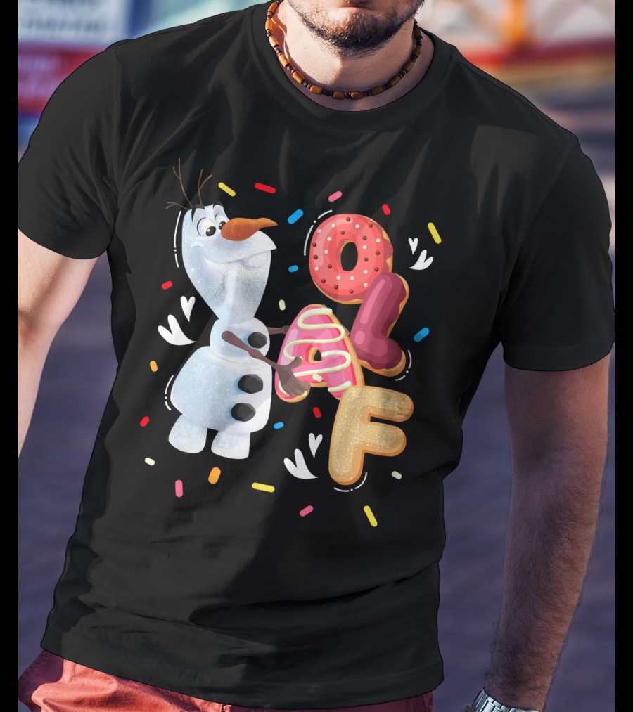 Olaf Doughnut Letters With Colorful Sprinkles Snowman T-Shirt