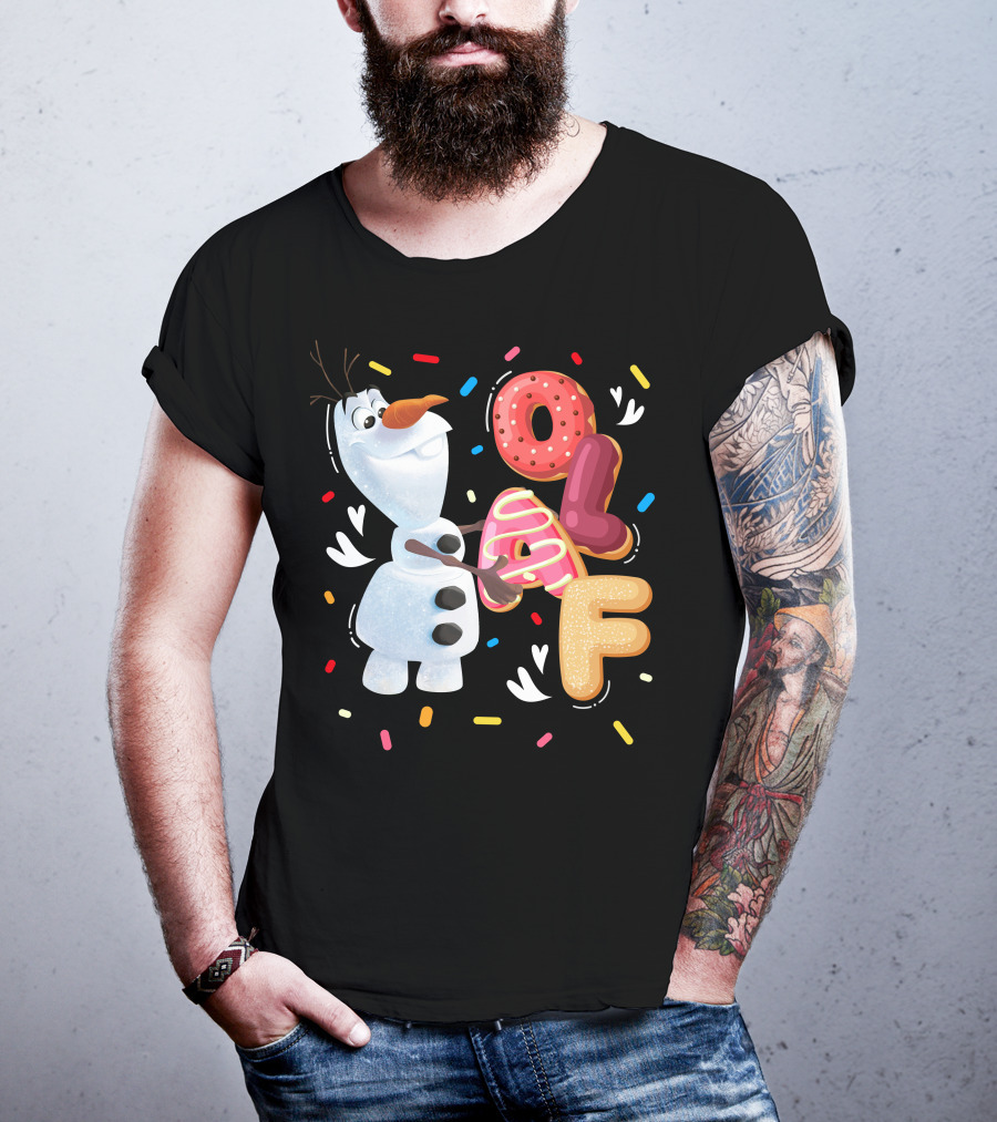 Olaf Doughnut Letters With Colorful Sprinkles Snowman T-Shirt