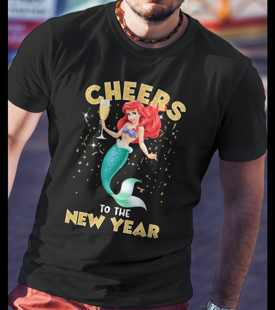 Cheers To The New Year Champagne Mermaid Celebration T-Shirt