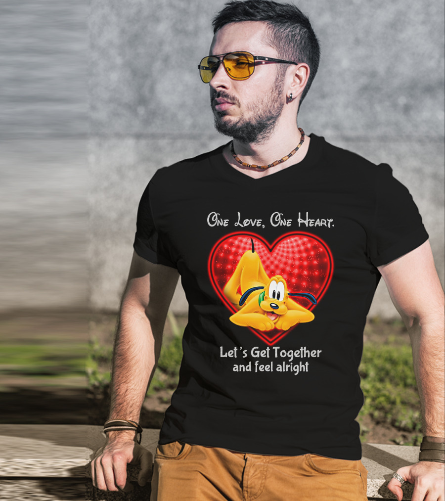 One Love One Heart Let's Get Together And Feel Alright Pluto Love T-Shirt