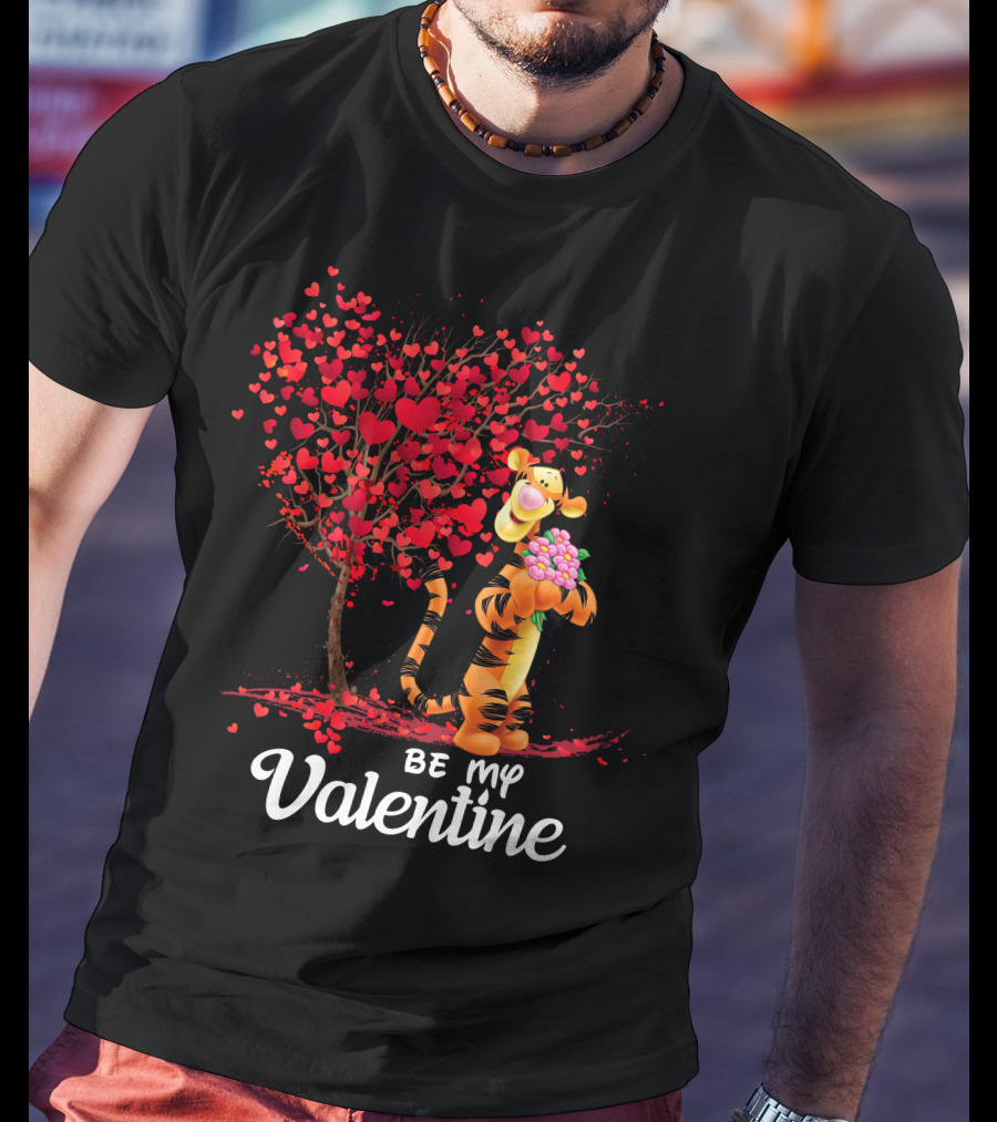 Be My Valentine Tigger Heart Tree T-Shirt