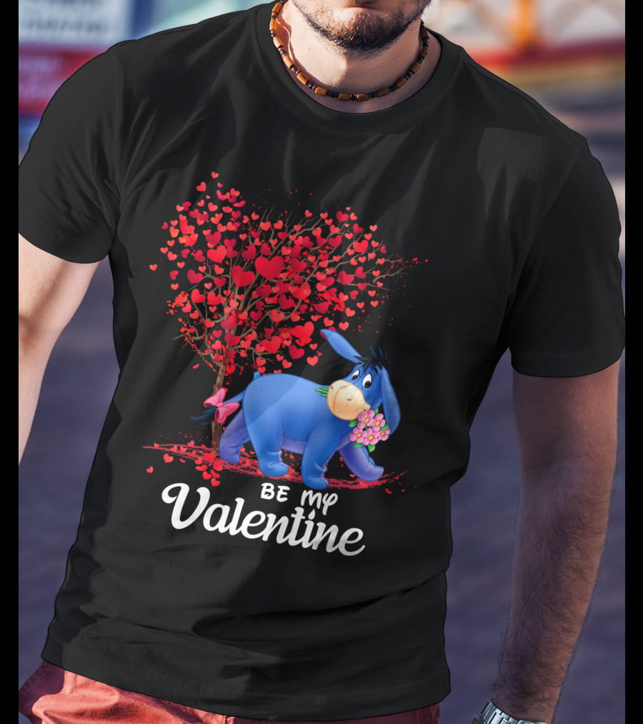 Be My Valentine Eeyore Heart Tree Flowers T-Shirt