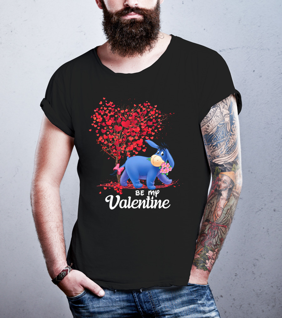 Be My Valentine Eeyore Heart Tree Flowers T-Shirt