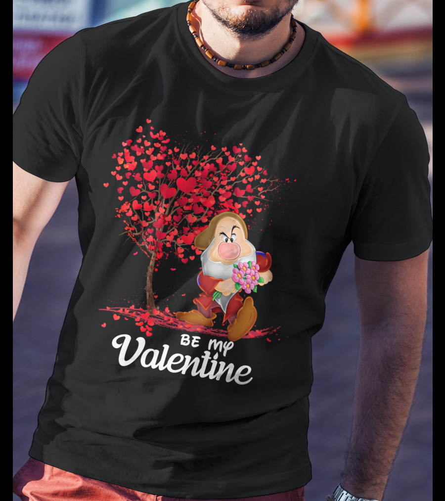 Grumpy Holding Flowers Be My Valentine With Heart Tree T-Shirt