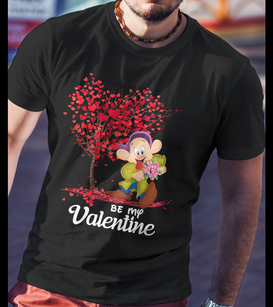 Dopey Be My Valentine Heart Tree With Flowers T-Shirt