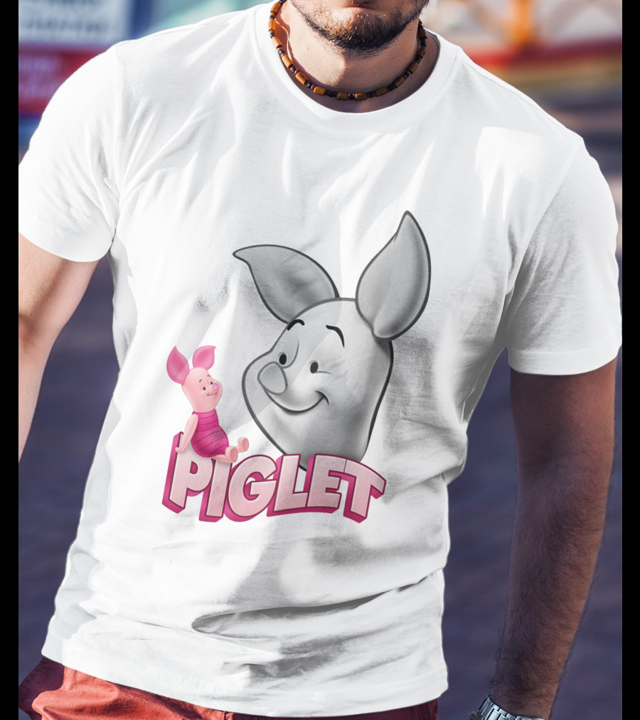 Piglet 3D Cartoon Character Design With Smiling Face And Big Ears T-Shirt