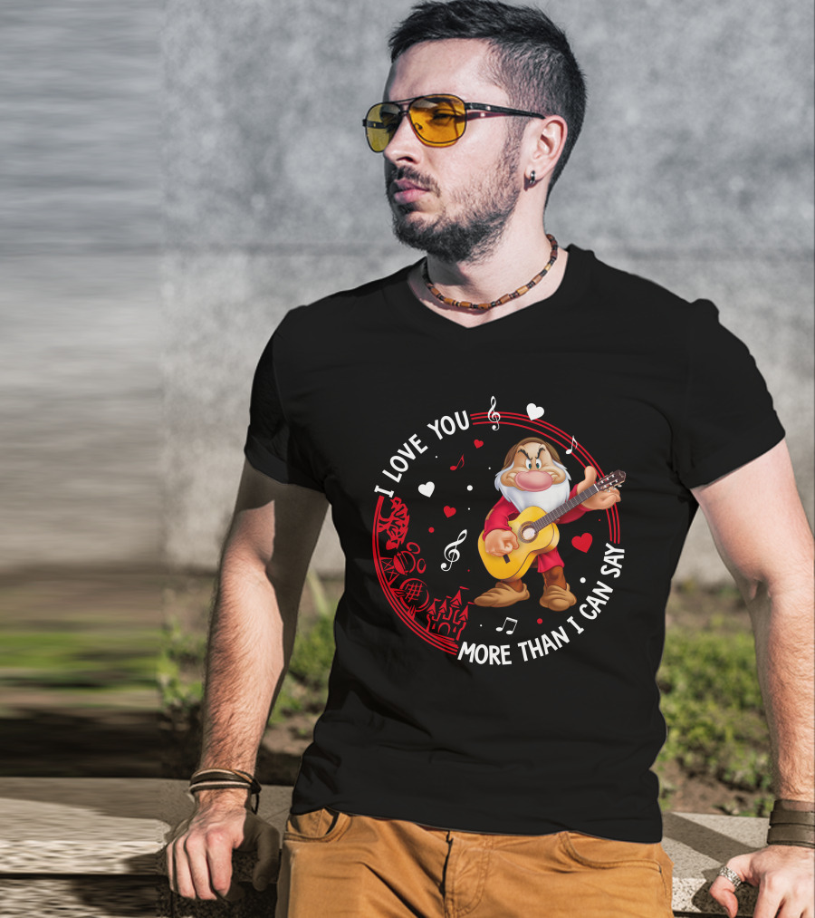I Love You More Than I Can Say Grumpy Guitar Disney Valentine's Day T-Shirt
