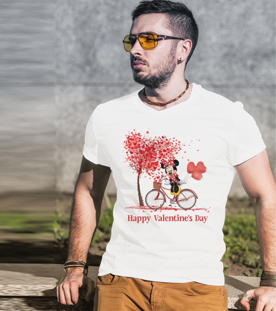 Happy Valentine's Day MN Valentine Bicycle Balloons Hearts Tree T-Shirt