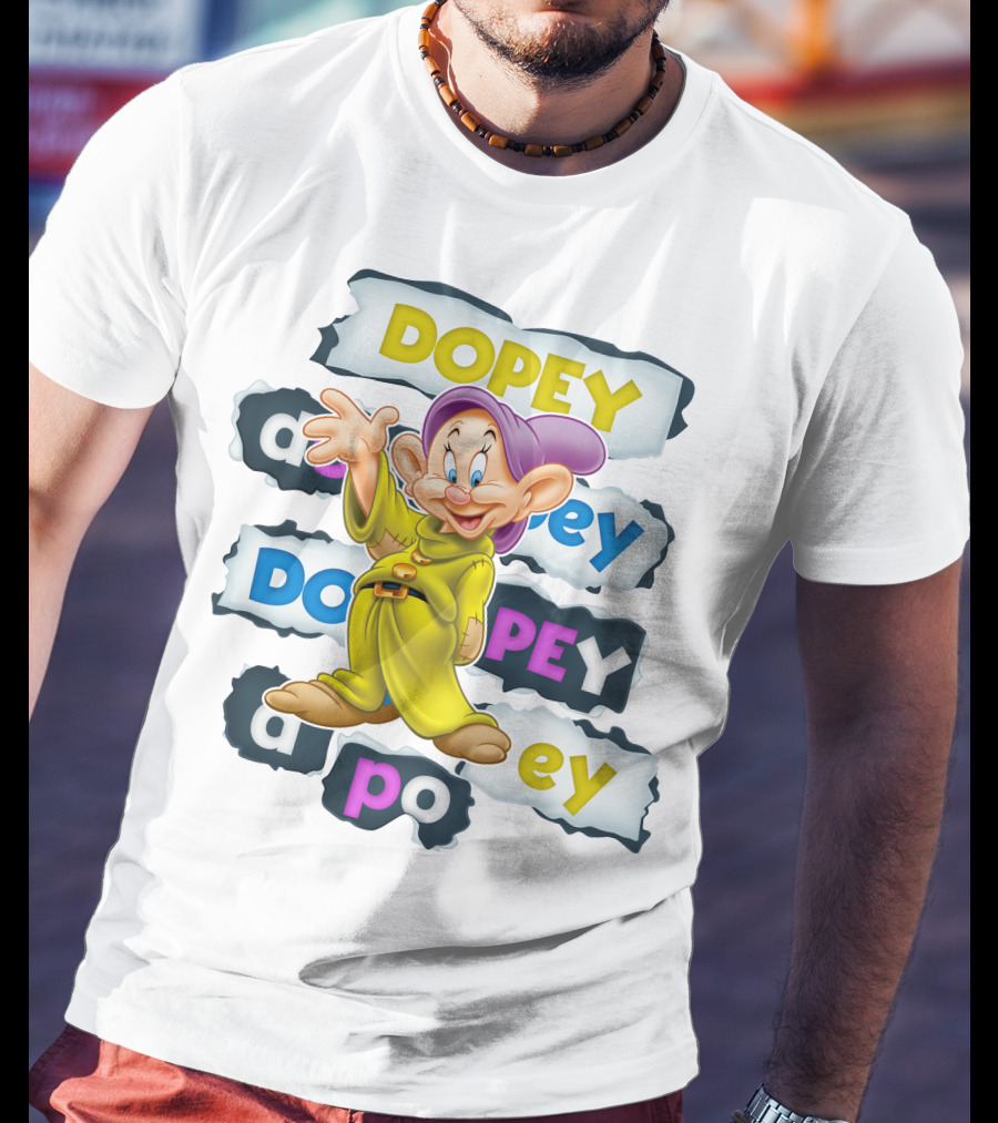 Dopey Iconic Character Playful Design With Text Variations And Classic Outfit T-Shirt
