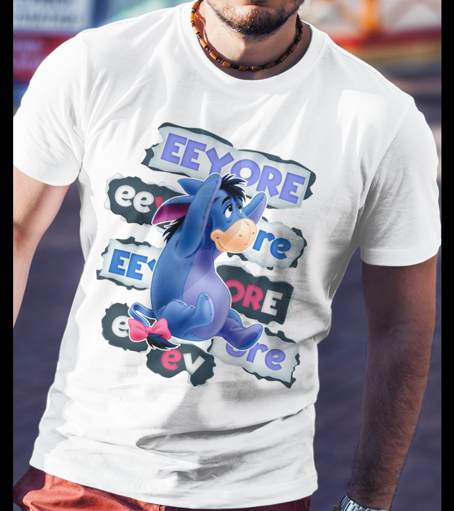 Eeyore Multiple Fonts And Colors Character Collage T-Shirt