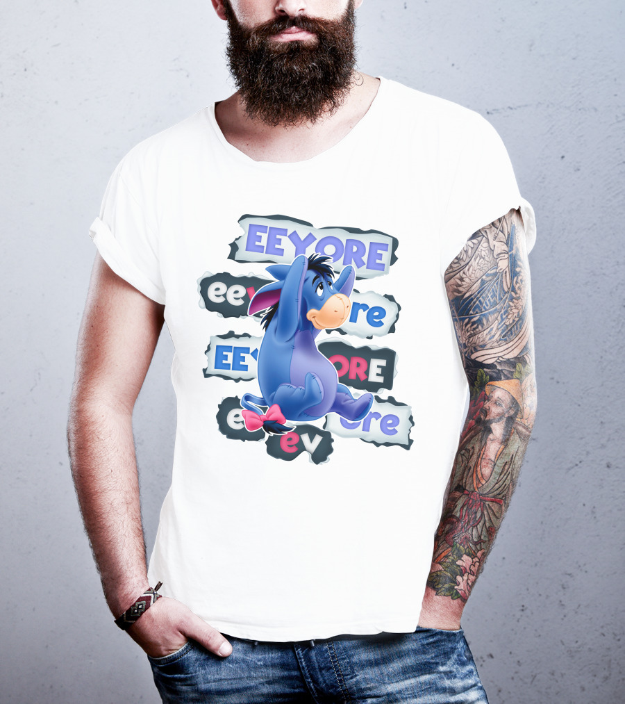 Eeyore Multiple Fonts And Colors Character Collage T-Shirt