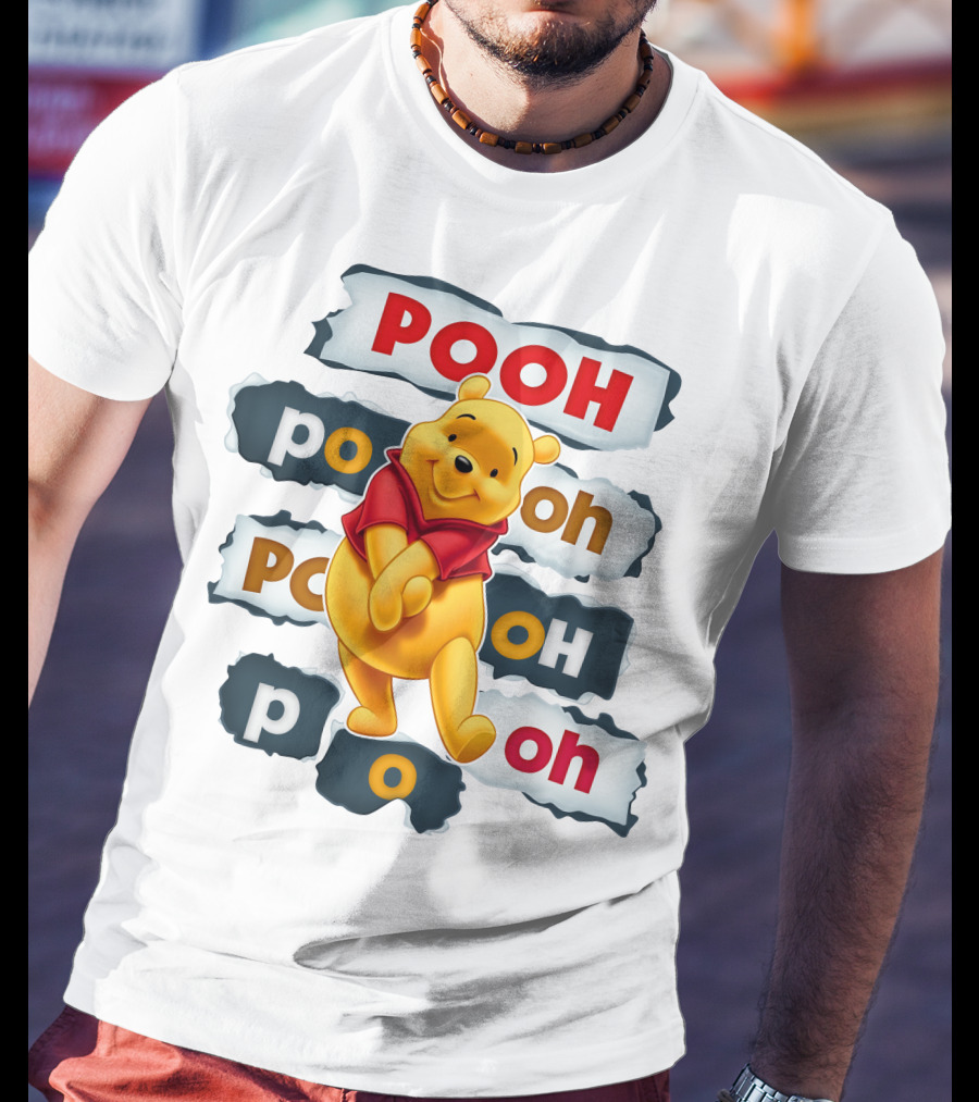 Pooh Winnie The Pooh Sticker Style Jumbo Print T-Shirt