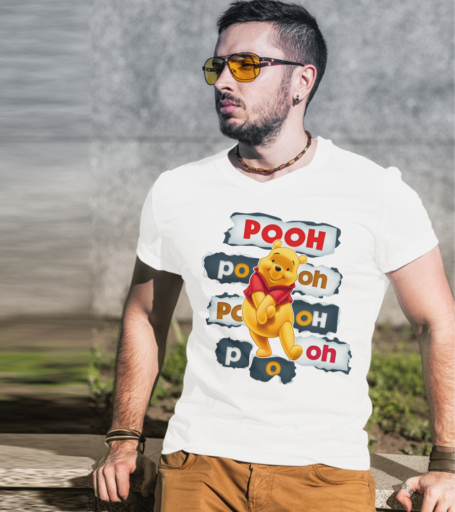 Pooh Winnie The Pooh Sticker Style Jumbo Print T-Shirt
