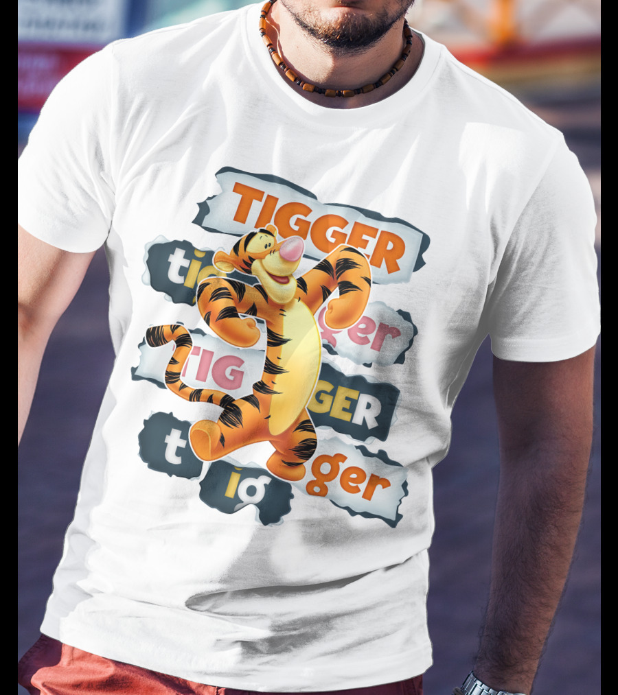 Tigger Colorful Energetic Poses And Text Styles T-Shirt