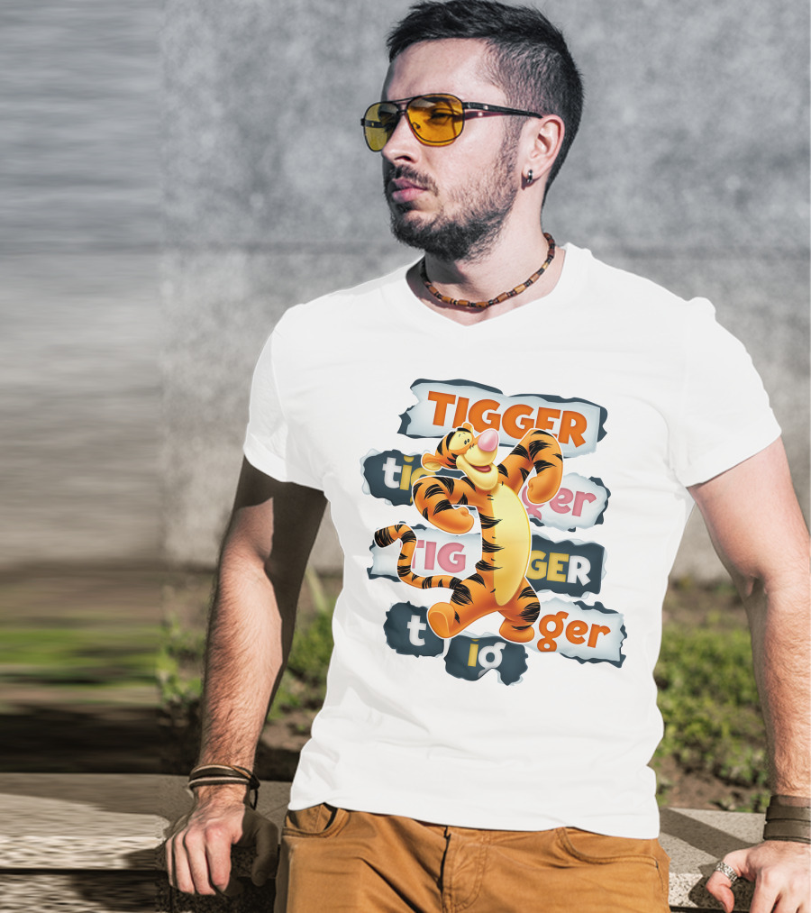 Tigger Colorful Energetic Poses And Text Styles T-Shirt