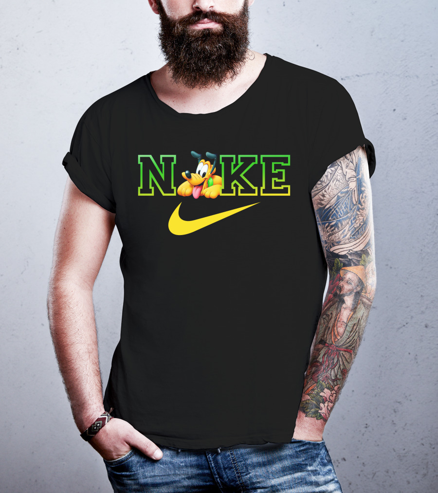 Pluto Nike Parody Logo With Disney Character And Swoosh T-Shirt