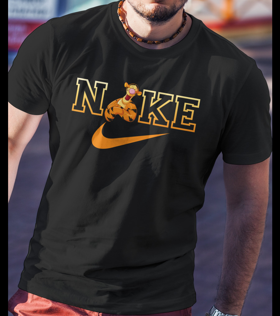 Tigger Jumping Through Nike Logo With Swoosh T-Shirt