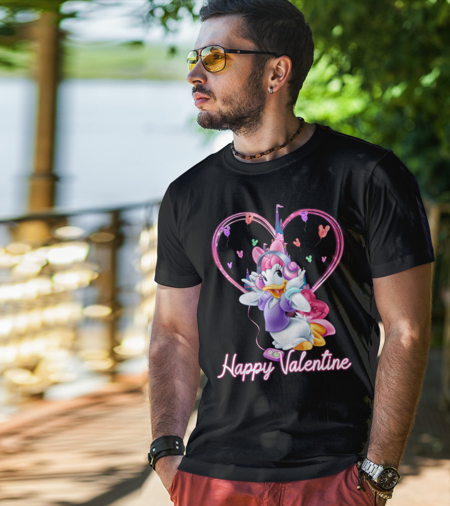 Daisy Duck Happy Valentine Balloons Castle Headphones T-Shirt